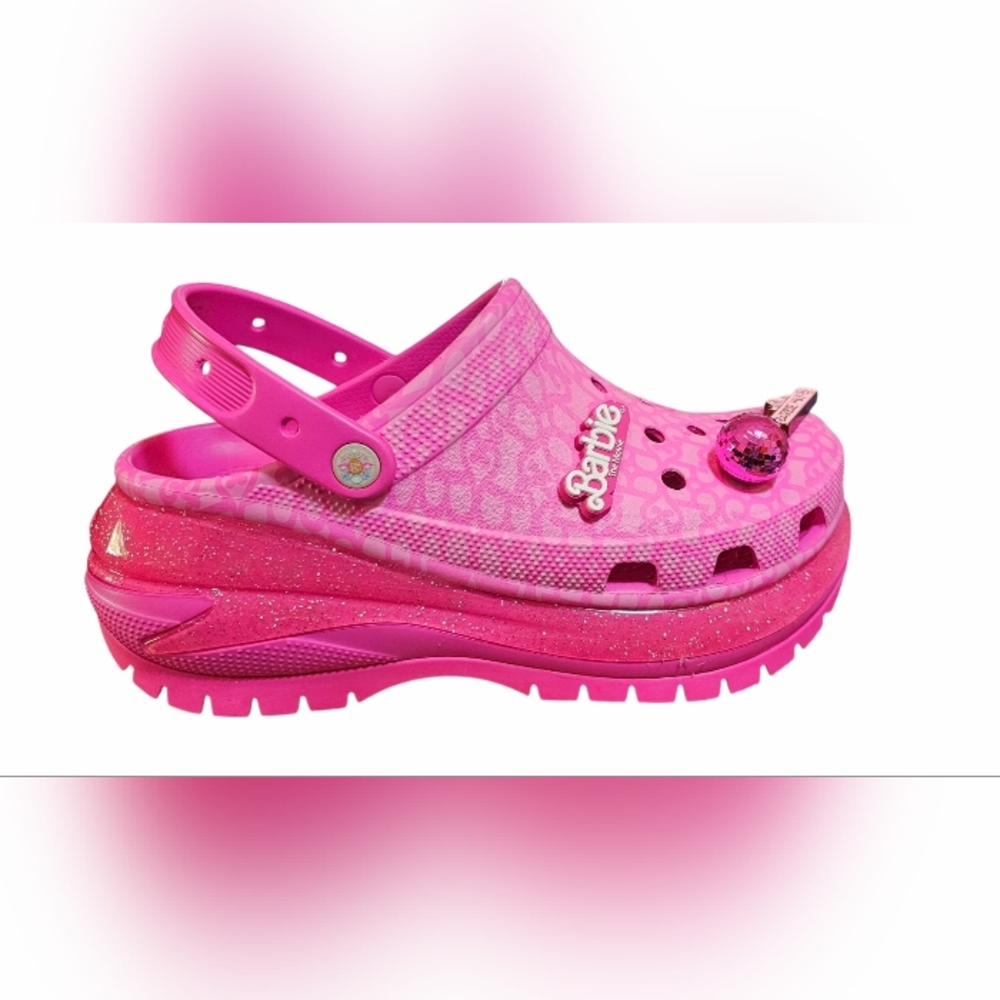 Barbie Glitter Pink Women Clogs Crocs Size 12 Women  10 M